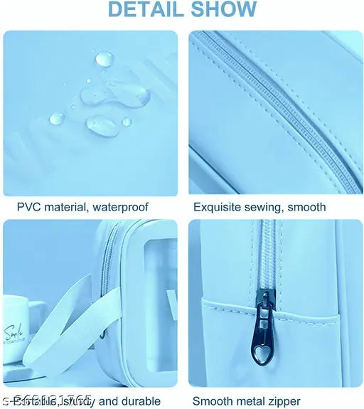 Portable Makeup Organizer Bag WASHBAG-Blue Large(SA2405-123) Cosmetic Pouches Apricot