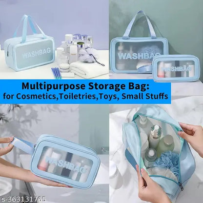 Portable Makeup Organizer Bag WASHBAG-Blue Large(SA2405-123) Cosmetic Pouches Apricot