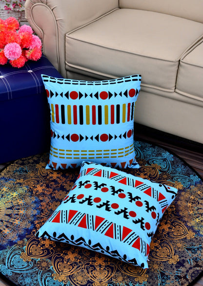 Printed Cushions Aqua Geometric-Pack of 2  Apricot   