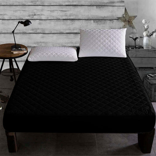 Quilted Waterproof Mattress Protector-Black Protectors Apricot   