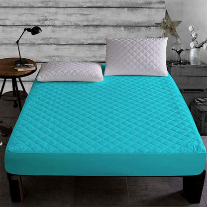 Quilted Waterproof Mattress Protector-Turquoise Protectors Apricot   