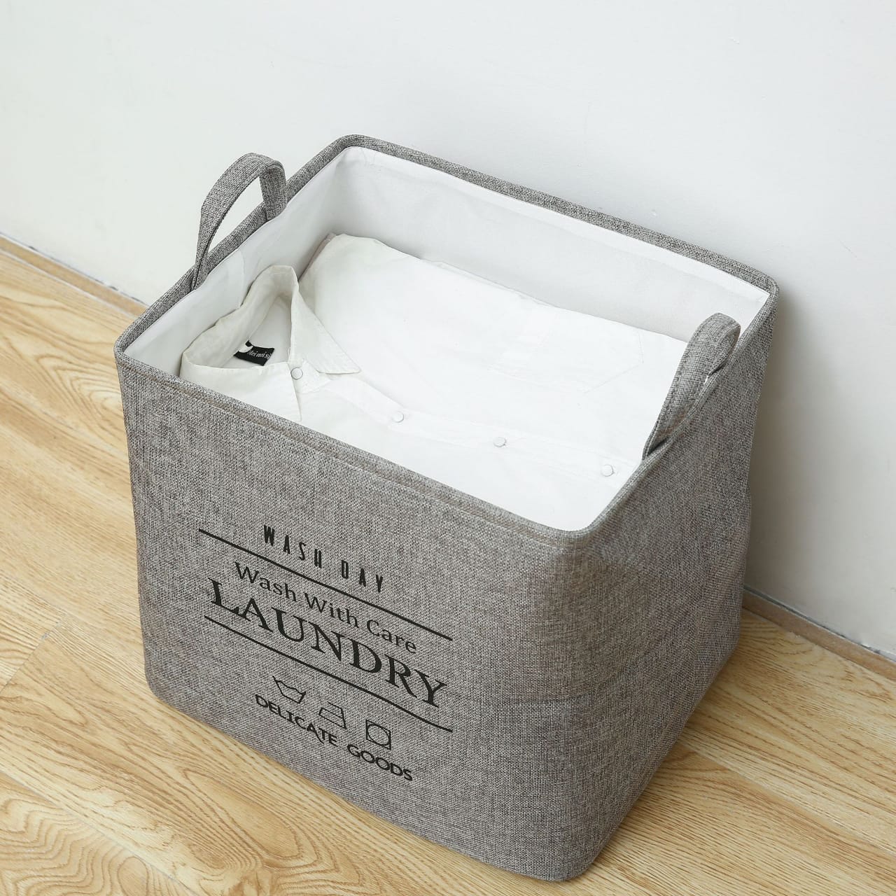 Rectangular Eva Collapsible Laundry Basket(2616)-Grey  Apricot   