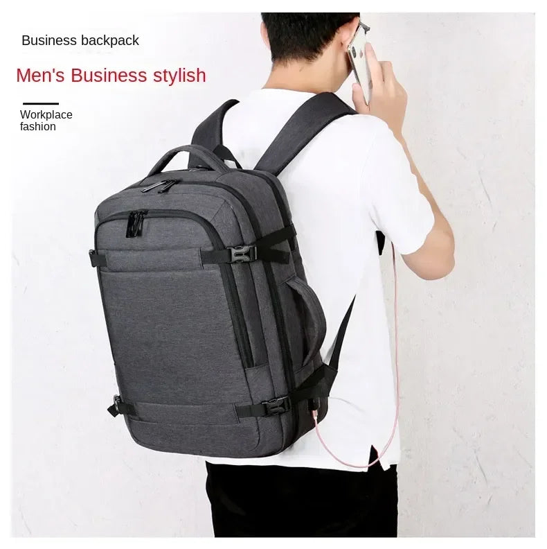 Large Capacity Multifunctional Extensible Rechargeable Hand-held Backpack-SA2408-271 Laptop Bag Apricot