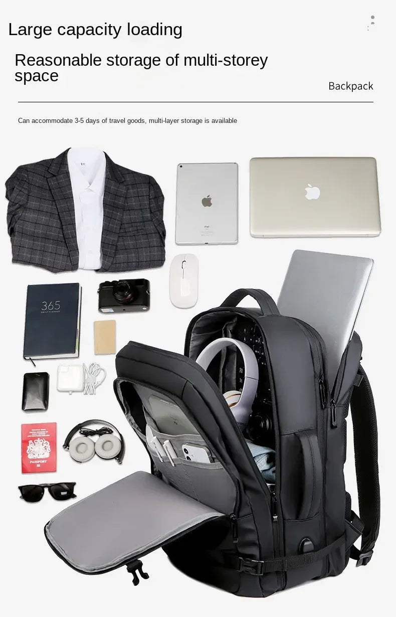 Large Capacity Multifunctional Extensible Rechargeable Hand-held Backpack-SA2408-271 Laptop Bag Apricot