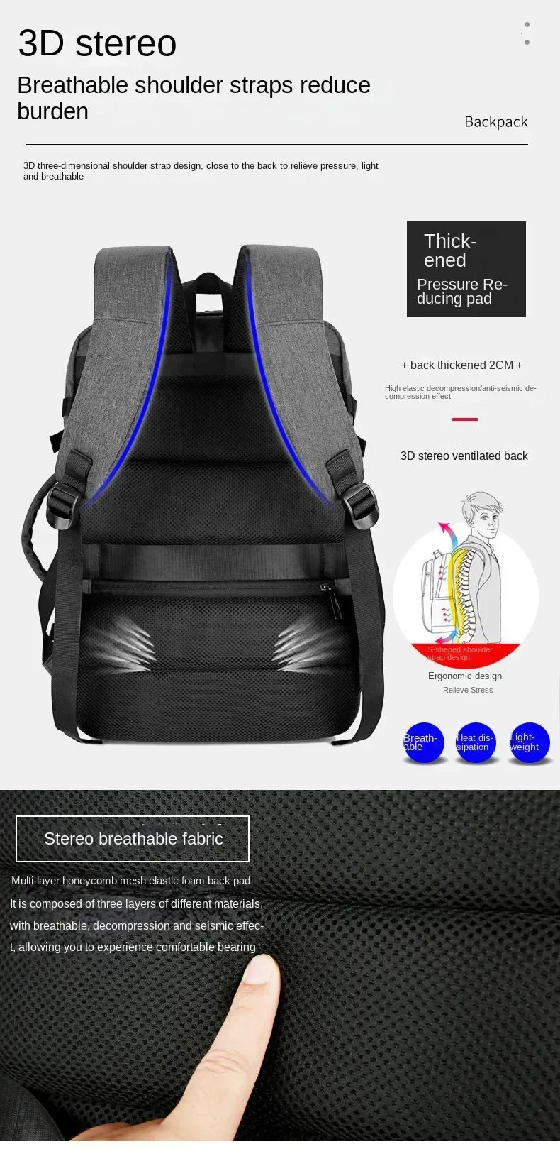 Large Capacity Multifunctional Extensible Rechargeable Hand-held Backpack-SA2408-271 Laptop Bag Apricot