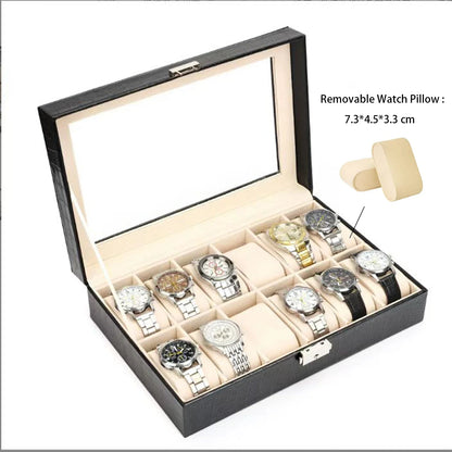 12 Slots Watch Organizer-SA2411-56(Black) Watch box Apricot