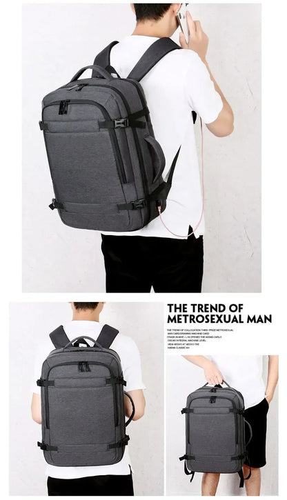 Large Capacity Multifunctional Extensible Rechargeable Hand-held Backpack-SA2408-271 Laptop Bag Apricot