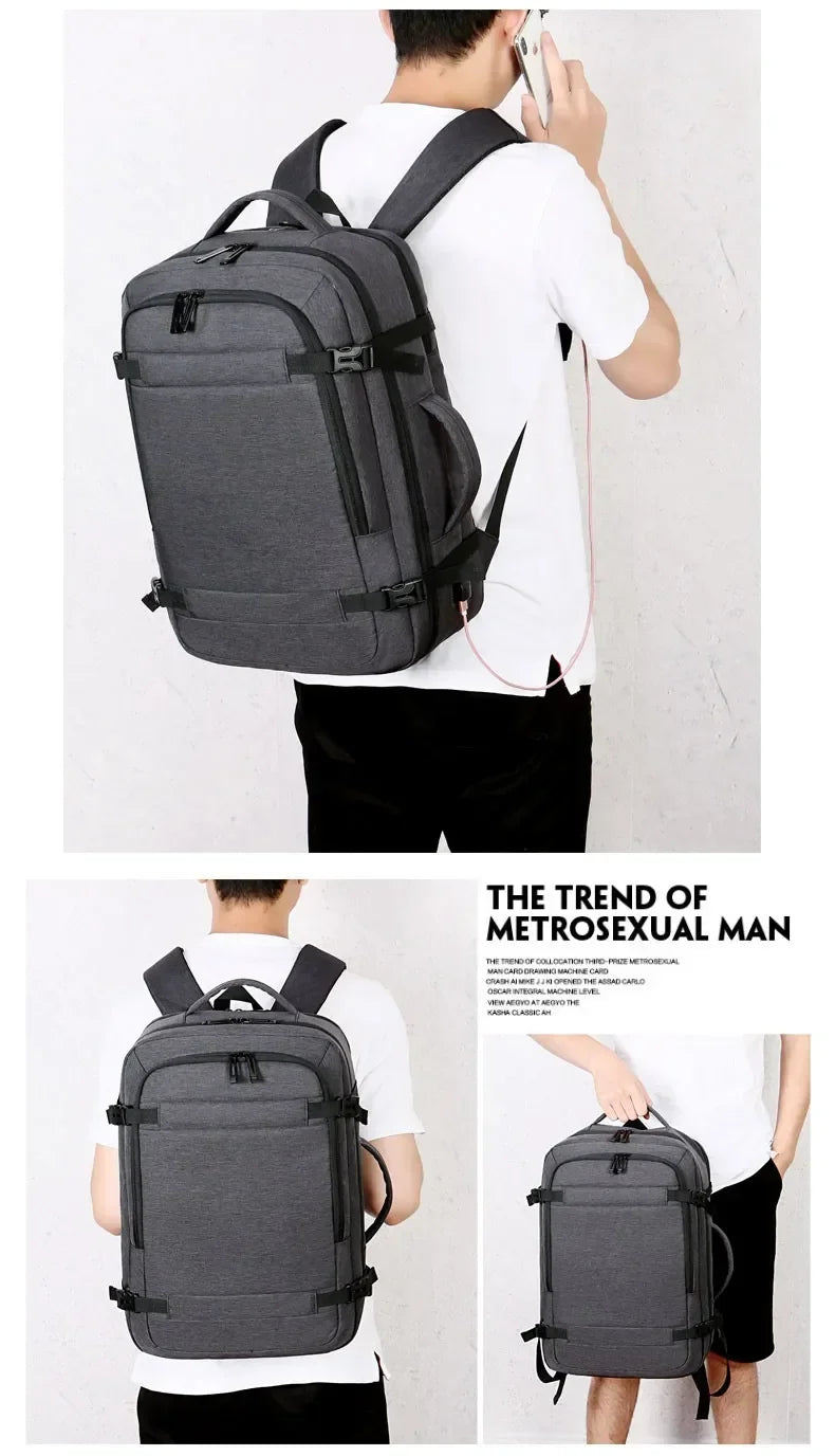 Large Capacity Multifunctional Extensible Rechargeable Hand-held Backpack-SA2408-271 Laptop Bag Apricot