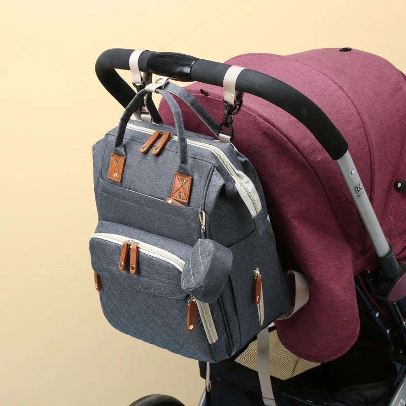 Large Diaper Backpack-SA2408-274(Grey) Blankets Apricot