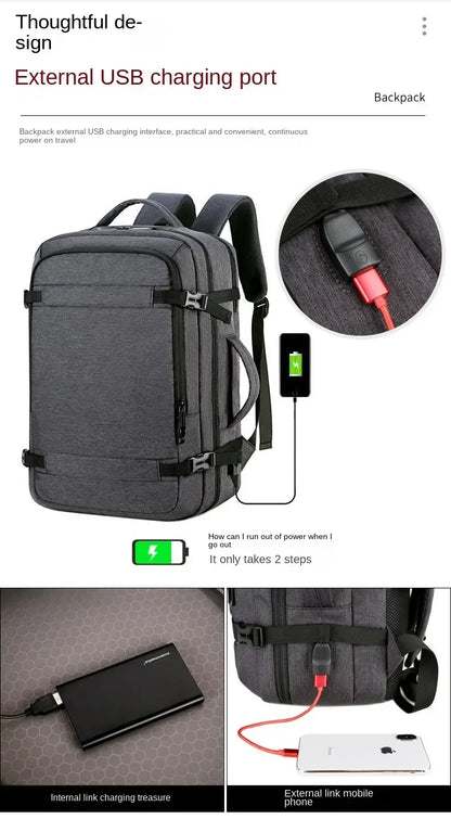 Large Capacity Multifunctional Extensible Rechargeable Hand-held Backpack-SA2408-271 Laptop Bag Apricot
