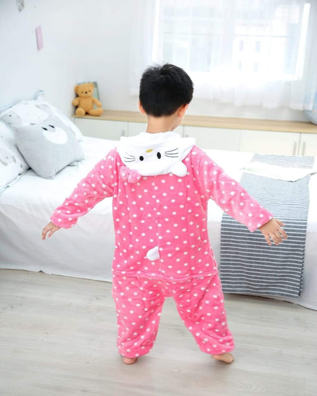SA-23 Kids Plush Hooded Fleece-Sleep Wears  Apricot   