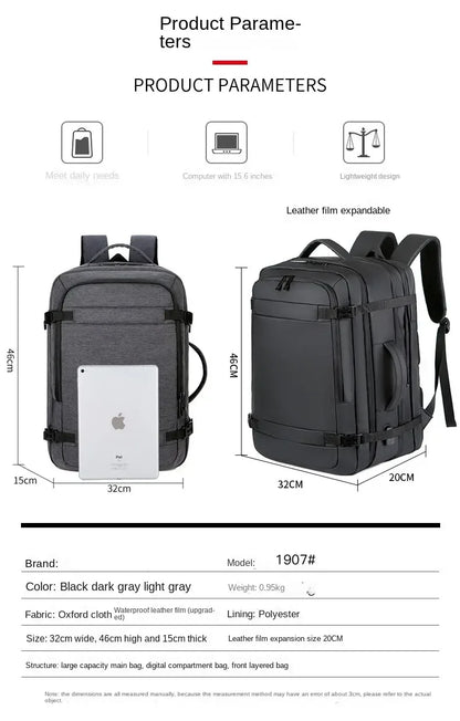 Large Capacity Multifunctional Extensible Rechargeable Hand-held Backpack-SA2408-271 Laptop Bag Apricot