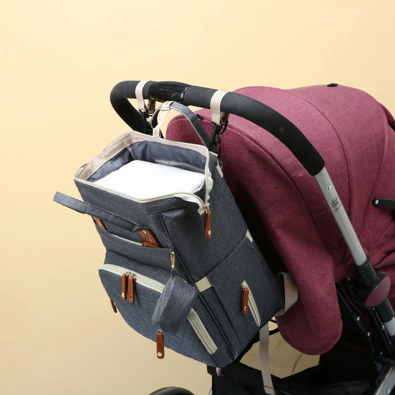 Large Diaper Backpack-SA2408-274(Grey) Blankets Apricot