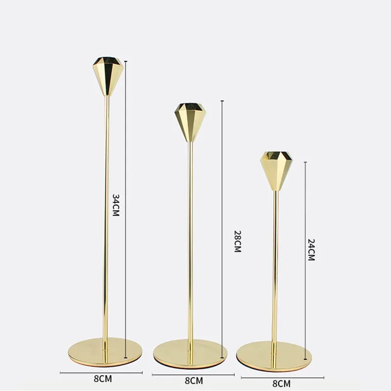 Set of 3 Metal Candle Holder-Black Diamonds candle stand Apricot   