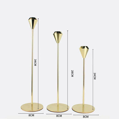 Set of 3 Metal Candle Holder-Black Diamonds candle stand Apricot   