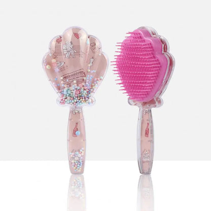 Shell Hair Brush with Handle hair brush Apricot Cartoonic Newspaper 5433 Texture  