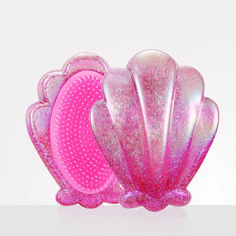 Shiny Shell Hair Brush-Mermaid Shell hair brush Apricot   