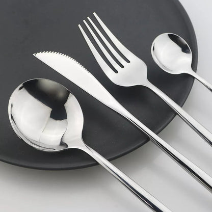 Silver (4404) 24 PCs Premium Steel Cutlery Set  Apricot   