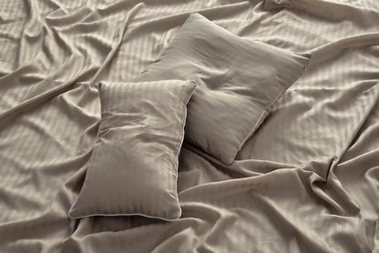 Single Bed Sheet Satin Stripe(4757)-Beige product Apricot   