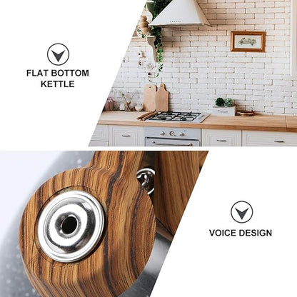 Stainless Steel One Touch Button Whistle Teapot with Anti Scalding Handle- Grey Texture Apricot