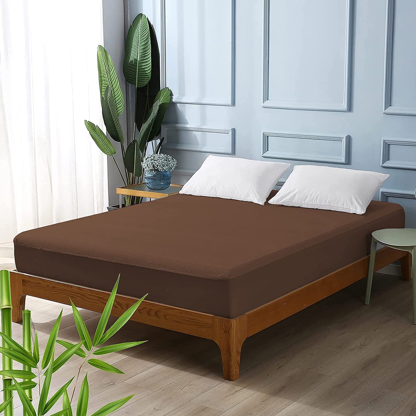 Terry Waterproof Mattress Protector-Brown Terry Waterproof Mattress Protector Apricot