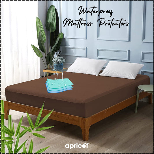 Terry Waterproof Mattress Protector-Brown Terry Waterproof Mattress Protector Apricot