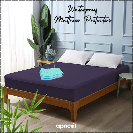 Terry Waterproof Mattress Protector- Navy Blue Terry Waterproof Mattress Protector Apricot