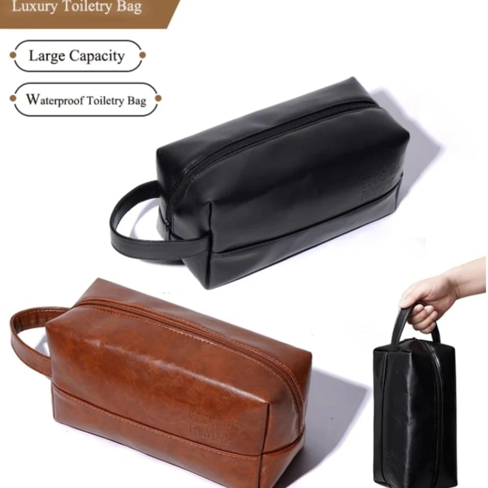 Vintage Luxury Men Toiletry Bag Travel Kit-Brown Cosmetic Pouches Apricot