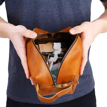 Vintage Luxury Men Toiletry Bag Travel Kit-Brown Cosmetic Pouches Apricot