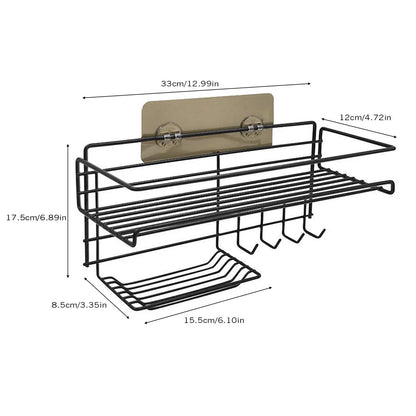 Wall Mounted Shelf With Hooks And Soap(5442) Holder Spice and sugar Jar Apricot   