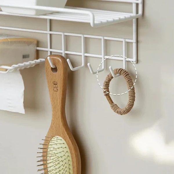 Wall Mounted Shelf With Hooks And Soap(5442) Holder Spice and sugar Jar Apricot   