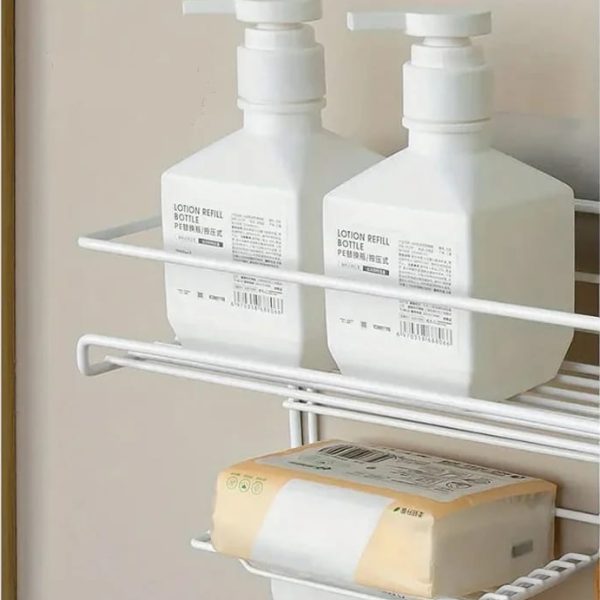 Wall Mounted Shelf With Hooks And Soap(5442) Holder Spice and sugar Jar Apricot   