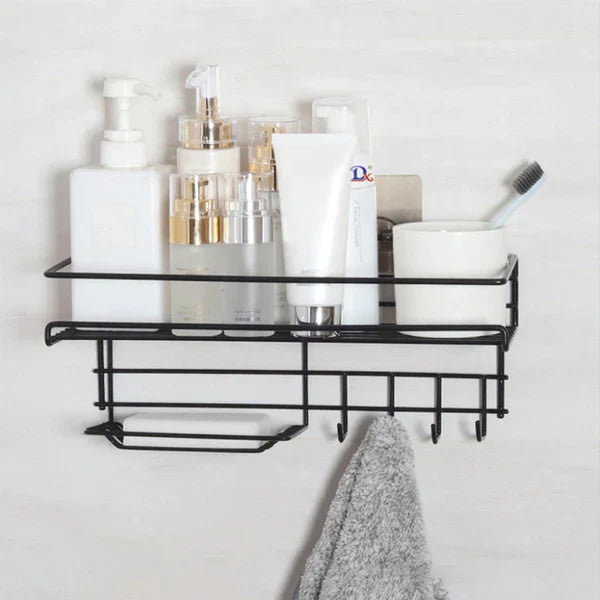 Wall Mounted Shelf With Hooks And Soap(5442) Holder Spice and sugar Jar Apricot   