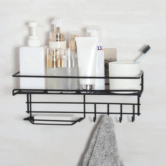 Wall Mounted Shelf With Hooks And Soap(5442) Holder Spice and sugar Jar Apricot   