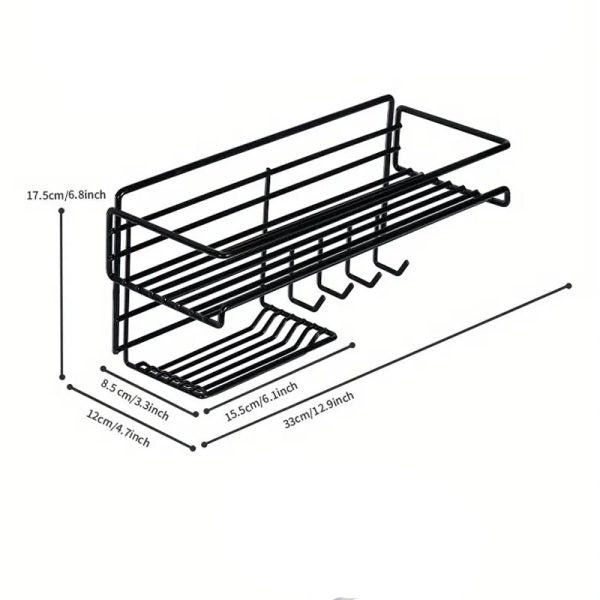Wall Mounted Shelf With Hooks And Soap(5442) Holder Spice and sugar Jar Apricot   