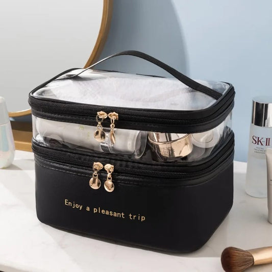 Waterproof Pvc Cosmetic Travel Portable Bag-Black Cosmetic Organizer Apricot   