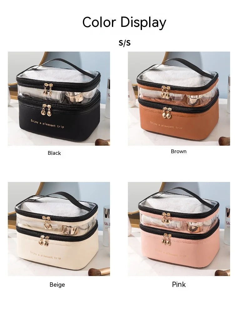 Waterproof Pvc Cosmetic Travel Portable Bag-Brown Cosmetic Organizer Apricot