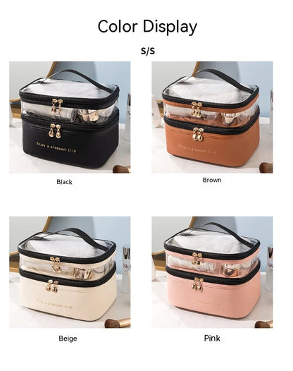 Waterproof Pvc Cosmetic Travel Portable Bag-Brown Cosmetic Organizer Apricot