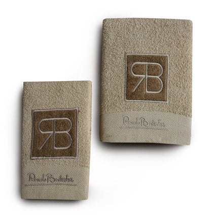 2 PCs RB Embroidered Kitchen Towels- L/Brown