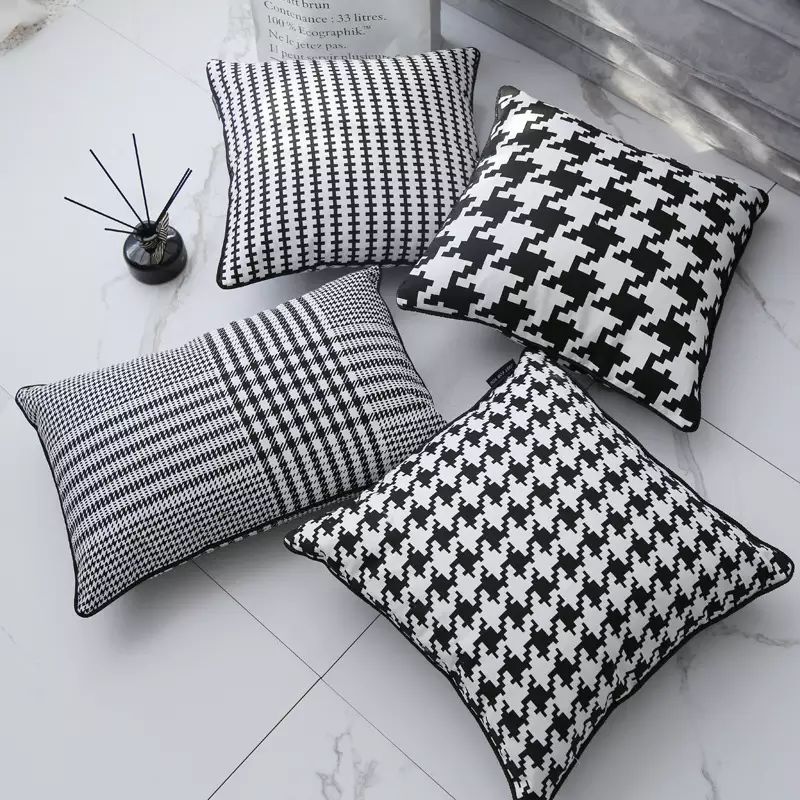 Digital Printed Cushions Assorted 7 PCs-Black Geometric cushions Apricot