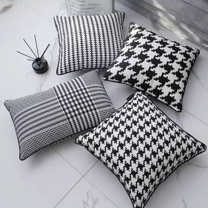 Digital Printed Cushions Assorted 7 PCs-Black Geometric cushions Apricot
