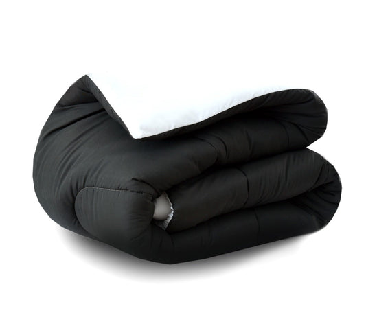 1 PC Double Winter Comforter-Black Over Sliver Comforters Apricot