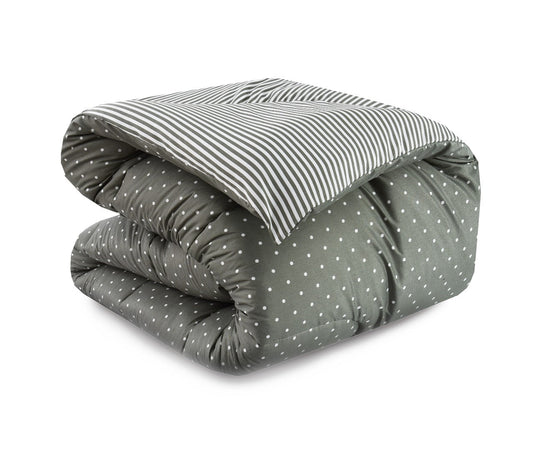 1 PC Double Winter Comforter-Grey Polka Comforters Apricot