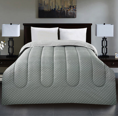1 PC Double Winter Comforter-Grey Polka Comforters Apricot
