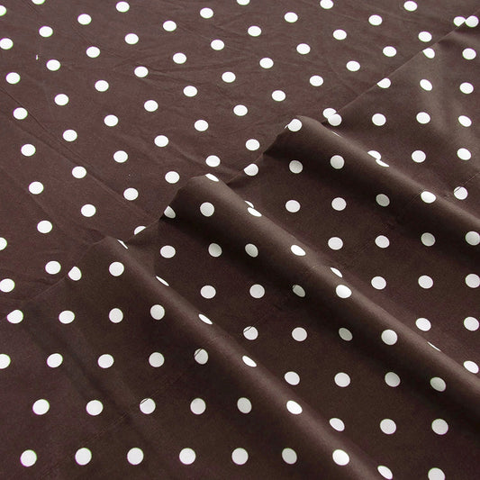 2Pcs Single Bed Sheet-Brown Polka single bed sheet Apricot