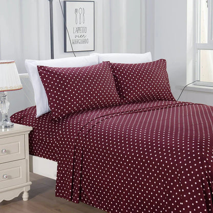 2Pcs Single Bed Sheet- Plum Polka single bed sheet Apricot