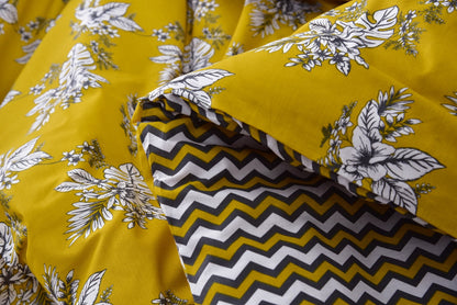 8PCs Mustard Garden Duvet Cover Bed Sheets Apricot