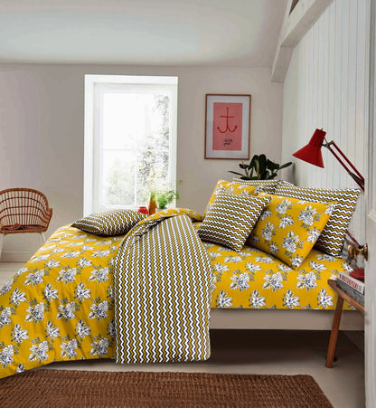 8PCs Mustard Garden Duvet Cover Bed Sheets Apricot