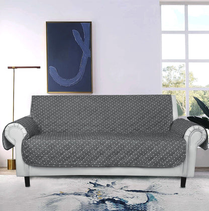 Sofa Cover-Grey Polka With Pockets Sofa Cover Apricot