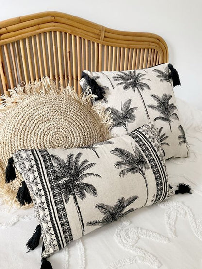 2 PCs Digital Printed Cotton Cushions-Plum Tree cushions Apricot